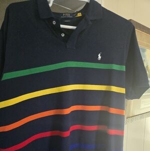 Polo Ralph Lauren Navy Sweater with Multicolor Stripes